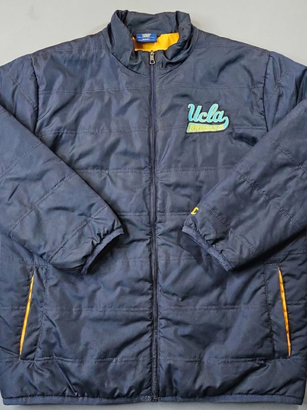 Vintage 90s Champion UCLA Bruins Puffer Jacket Black Gold Boxy Fit XXL
